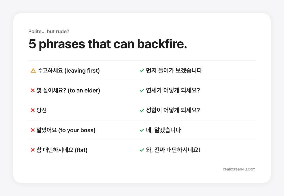 Five polite-looking Korean phrases that can sound rude and what to say instead